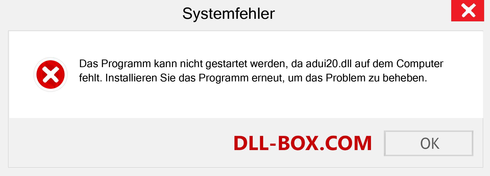 adui20.dll-Datei fehlt?. Download für Windows 7, 8, 10 - Fix adui20 dll Missing Error unter Windows, Fotos, Bildern